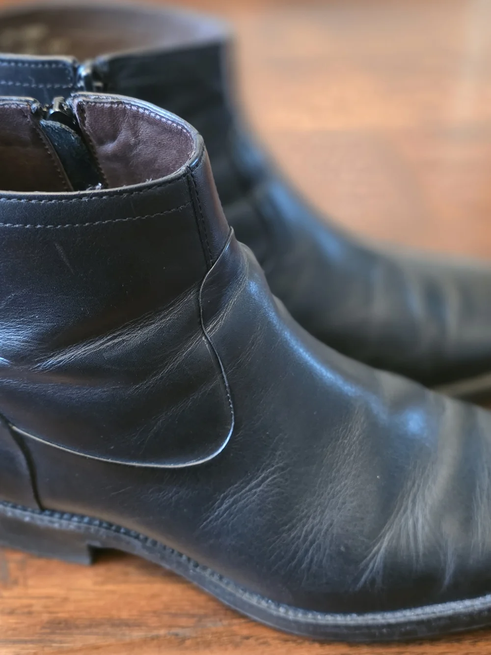 Men's Black Leather Chukka Boots with Side Zipper